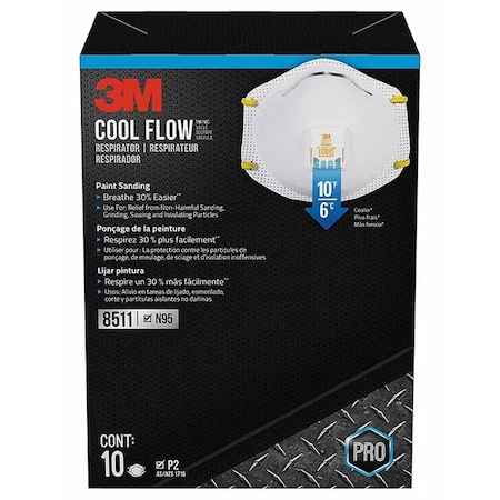 3M Tekk Protection Paint Sanding Valved Respirator, PK 10 8511PB1-A